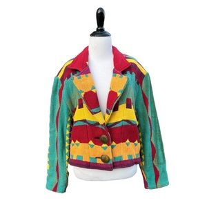 NWOT Silverado Vintage Southwestern Aztec Striped Geometric Cotton Crop Jacket